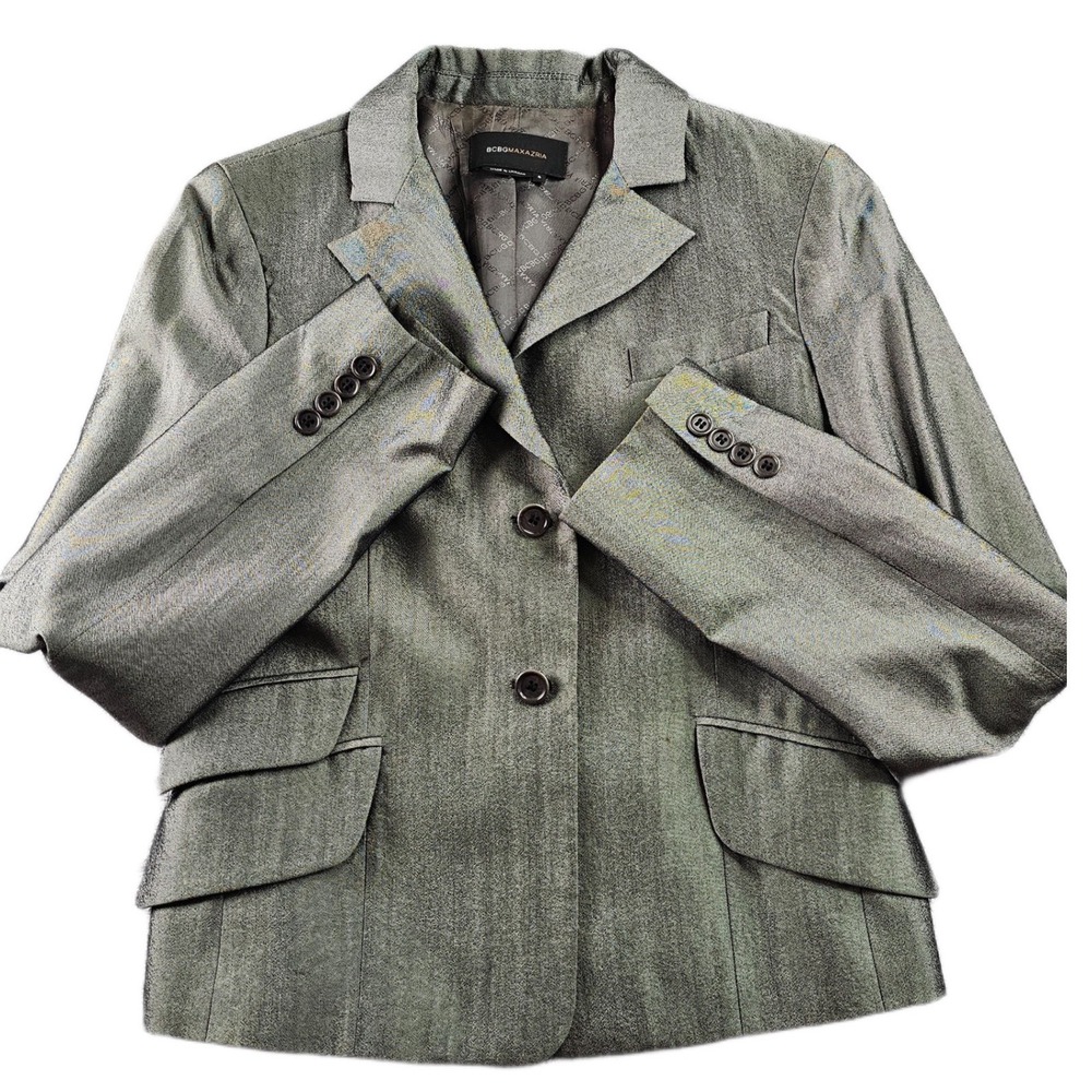 BCBGMAXAZRIA Blazer Jacket‎ Womens 5 Gray Notch Lapel Single Breasted Two Button